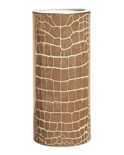 Prouna Alligator Safari Tall Vase In Brown