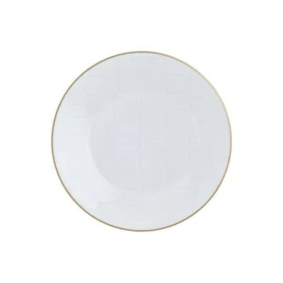 Prouna Alligator White Bread & Butter Plate In Gold,white