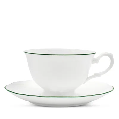 Prouna Amelie Tea Cup & Saucer In Green/white