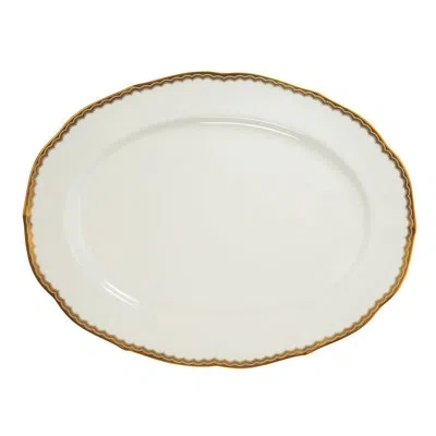 Prouna Antique Gold Bone China Oval Platter In Gold Rim