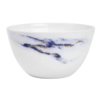 Prouna Azure Bone China Rice Bowl, Set Of 3 In Blue;white