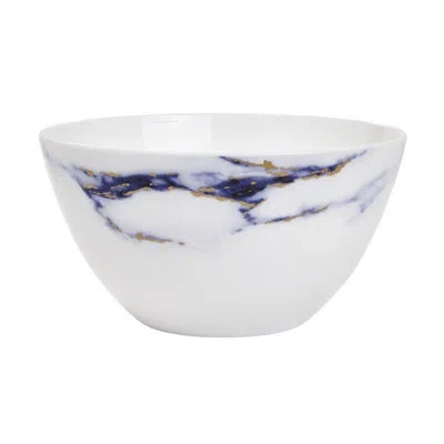 Prouna Azure Bone China Salad Bowl In Blue;white