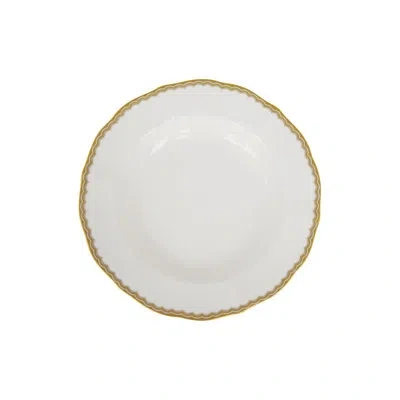 Prouna Bone China Soup Bowl In White;antique Gold
