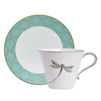 Prouna Bone China Teacup And Saucer In Gold;torques
