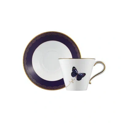 Prouna Bone China Teacup And Saucer In White;purple