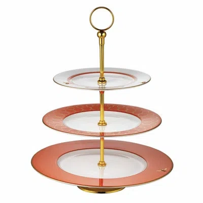 Prouna Bone China Tiered Stand In Gold;orange
