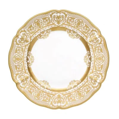 Prouna Carlsbad Queen White 10.5'' Bone China Dinner Plate In White;gold