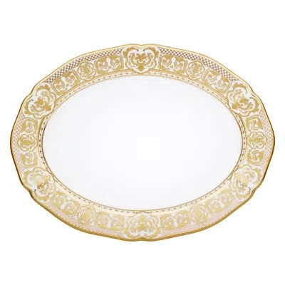 Prouna Carlsbad Queen White - 14" Oval Platter In White,gold