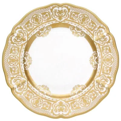 Prouna Carlsbad Queen White Bone China Damask Charger In White;gold