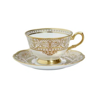 Prouna Carlsbad Queen White - Tea Cup & Saucer In White,gold
