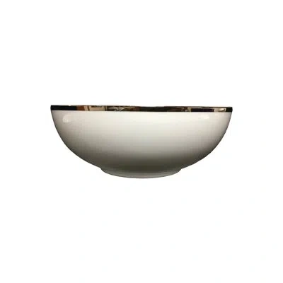 Prouna Comet Bone China Cereal Bowl In White;platinum