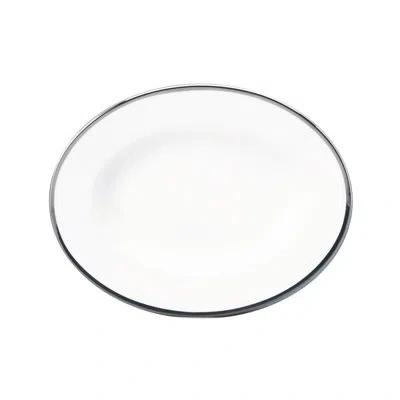 Prouna Comet Platinum - 9" Oval Platter In White,platinum