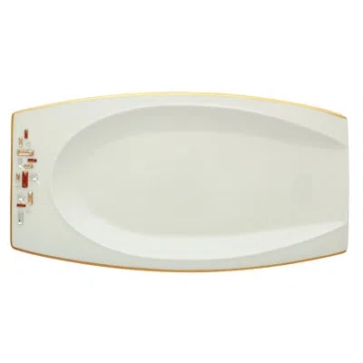 Prouna Diana Bone China Large Dinner Plate In White;gold