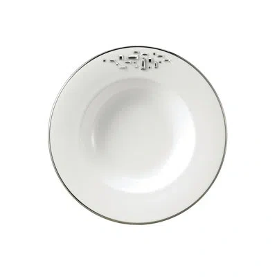 Prouna Diana Bone China Soup Bowl In White;platinum