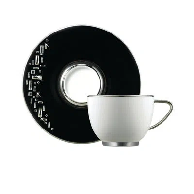 Prouna Diana Bone China Teacup And Saucer In Platinum