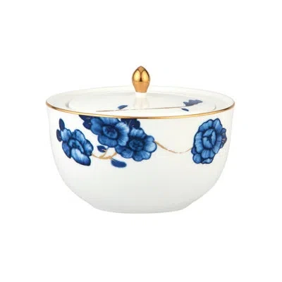 Prouna Emperor Flower Sugar Bowl In White,blue,gold