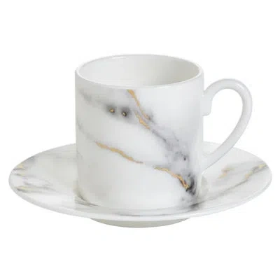 Prouna Espresso Cup & Saucer In Black,gold,white