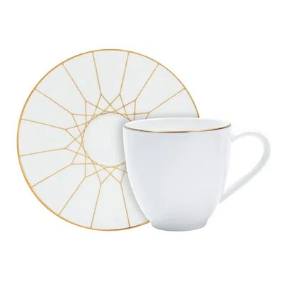 Prouna Espresso Cup & Saucer In White,gold