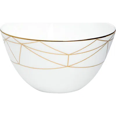 Prouna Gem Cut Gold 6 Inch Cereal / All Purpose Bowl In White