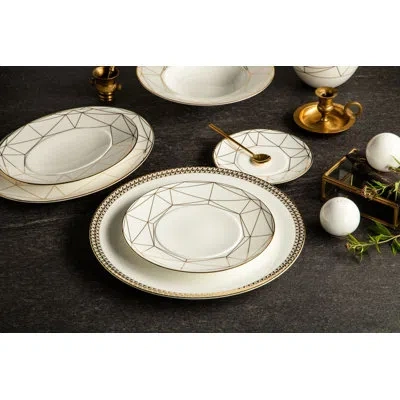 Prouna Gem Cut Gold 7'' Bone China Bread And Butter Plate In White;gold