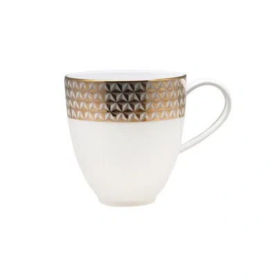 Prouna Gem Cut Gold Bone China Coffee Mug In White;gold