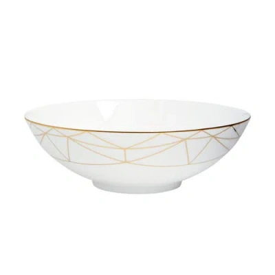 Prouna Gem Cut Gold Serving Bowl In White