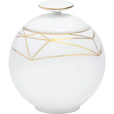 Prouna Gem Cut Gold Sugar Bowl In White