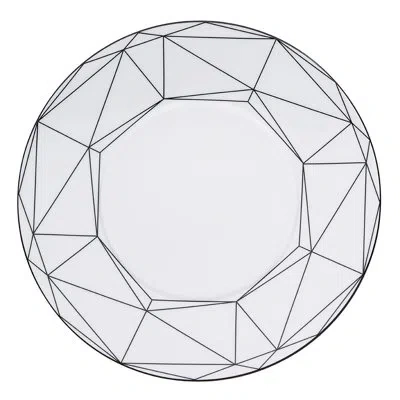 Prouna Gem Cut Onyx - Dinner Plate In White,platinum