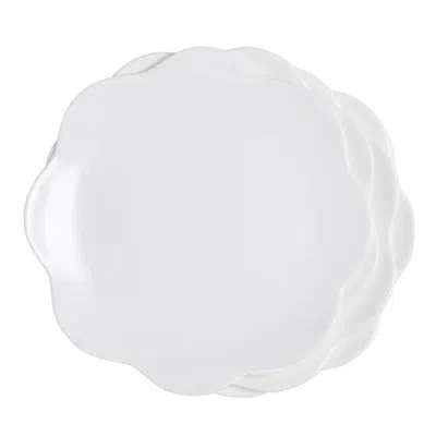 Prouna Geometrica White Bone China 7"  Canape / Appetizer Plate, Set Of 4