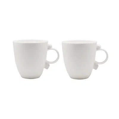 Prouna Geometrica White Bone China  Coffee Mug , Set Of 2