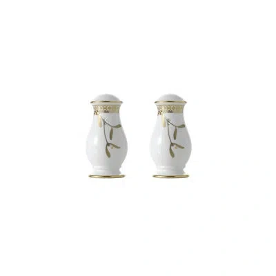 Prouna Golden Leaves - Salt & Pepper Shaker In White;gold