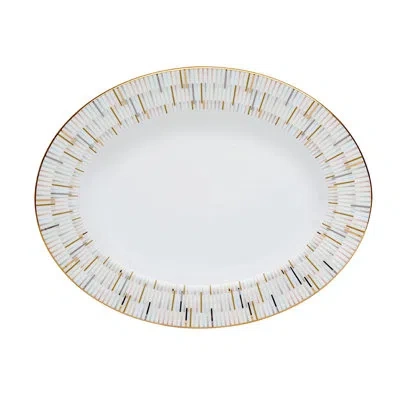 Prouna Luminous 11" Oval Platter In Black;white;gold