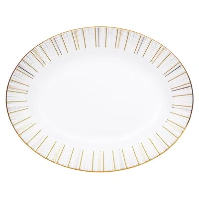 Prouna Luminous - 14" Oval Platter In Black,white,gold