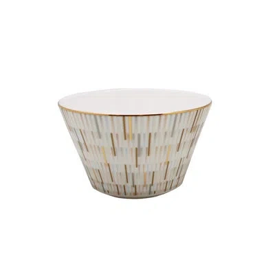 Prouna Luminous Bone China Dessert Bowl In White;gold