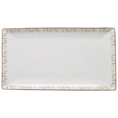 Prouna Luminous Sandwich/cake Serving Tray In Gold Rim