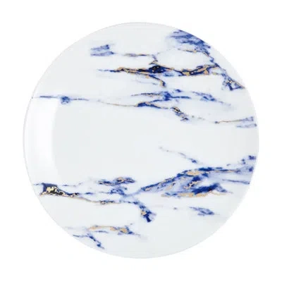 Prouna Marble Azure 10.5'' Bone China Dinner Plate In Blue;white