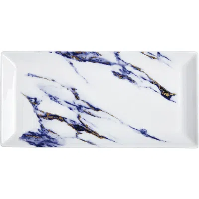 Prouna Marble Azure 13 Inch Sandwich/ Cake Tray In White