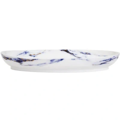 Prouna Marble Azure 16 Inch Deep Oval Platter In White