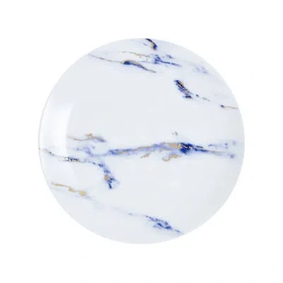 Prouna Marble Azure 8.5'' Bone China Salad Or Dessert Plate In Blue;white