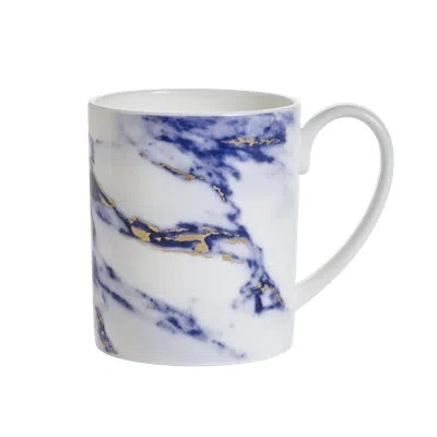 Prouna Marble Azure Bone China Coffee Mug In White;azure