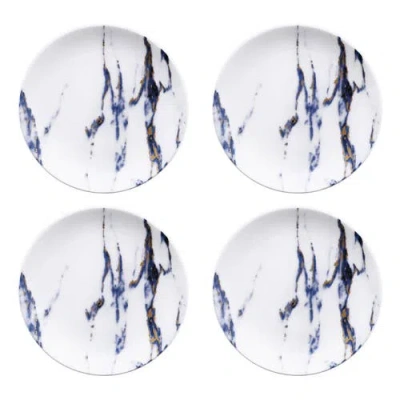 Prouna Marble Azure Canape Plate, Set Of 4 In Blue