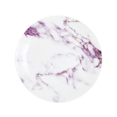 Prouna Marble Chianti 8.5'' Bone China Salad Or Dessert Plate In White;purple