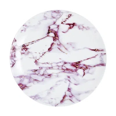 Prouna Marble Chianti - Dinner Plate In White,pink,gold