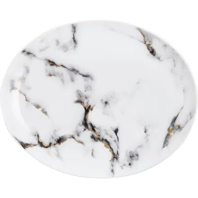 Prouna Marble Venice Fog 12 Inch Oval Platter In White