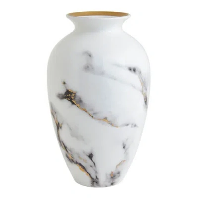 Prouna Marble Venice Fog 12 Inch Urn Vase In White