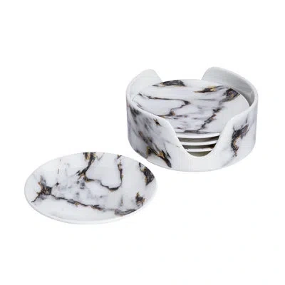 Prouna Marble Venice Fog 4 Piece Set In Black;white