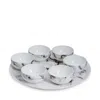 Prouna Marble Venice Fog 7-piece Seder Plate/appetizer Set In White