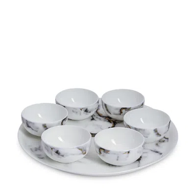 PROUNA MARBLE VENICE FOG 7-PIECE SEDER PLATE/APPETIZER SET