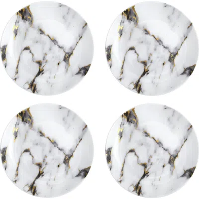 Prouna Marble Venice Fog Canape Plate, Set Of 4 In Multi