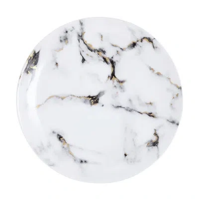 Prouna Marble Venice Fog - Dinner Plate In White,gray,gold